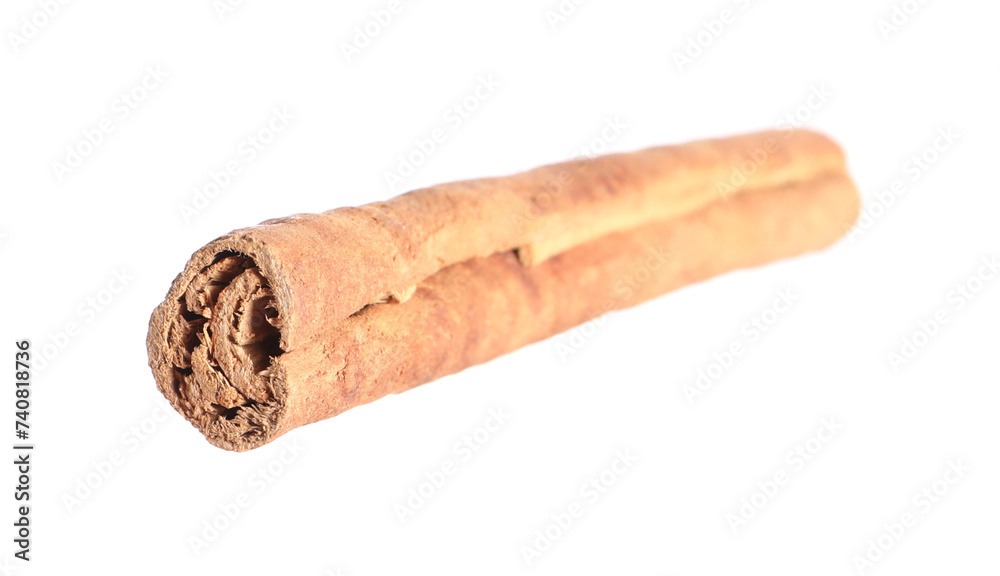 One aromatic cinnamon stick isolated on white One aromatic cinnamon stick isolated on white