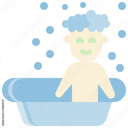 baby bath basin flat style icons