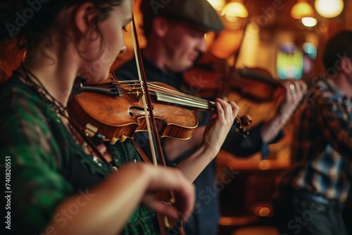 Musical Merriment:  traditional Irish instruments being played with passion. Capture the joyous energy of live music and traditional Irish dancing. photo