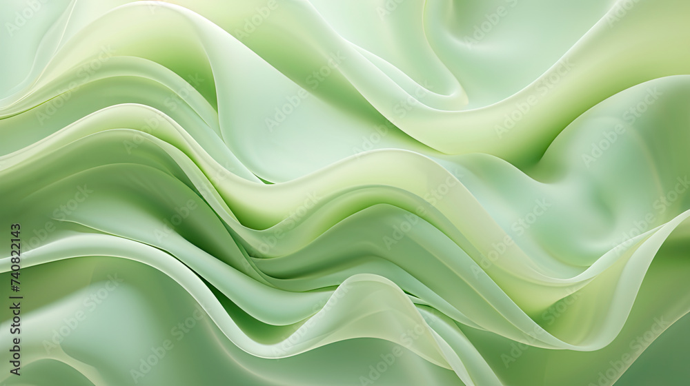 Fototapeta premium 3d abstract green and white wave background