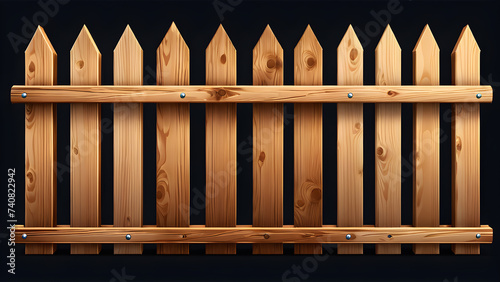 wooden fence icon clipart isolated on a black background.  photo
