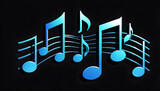 music notes background. music notes icon or symbol  clipart isolated on a black background.