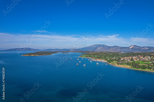 Obraz na płótnie Ildır Beach drone view of Izmir-Çeşme district in Turkey w salonie