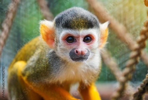singe écureuil en captivité dans un zoo photo
