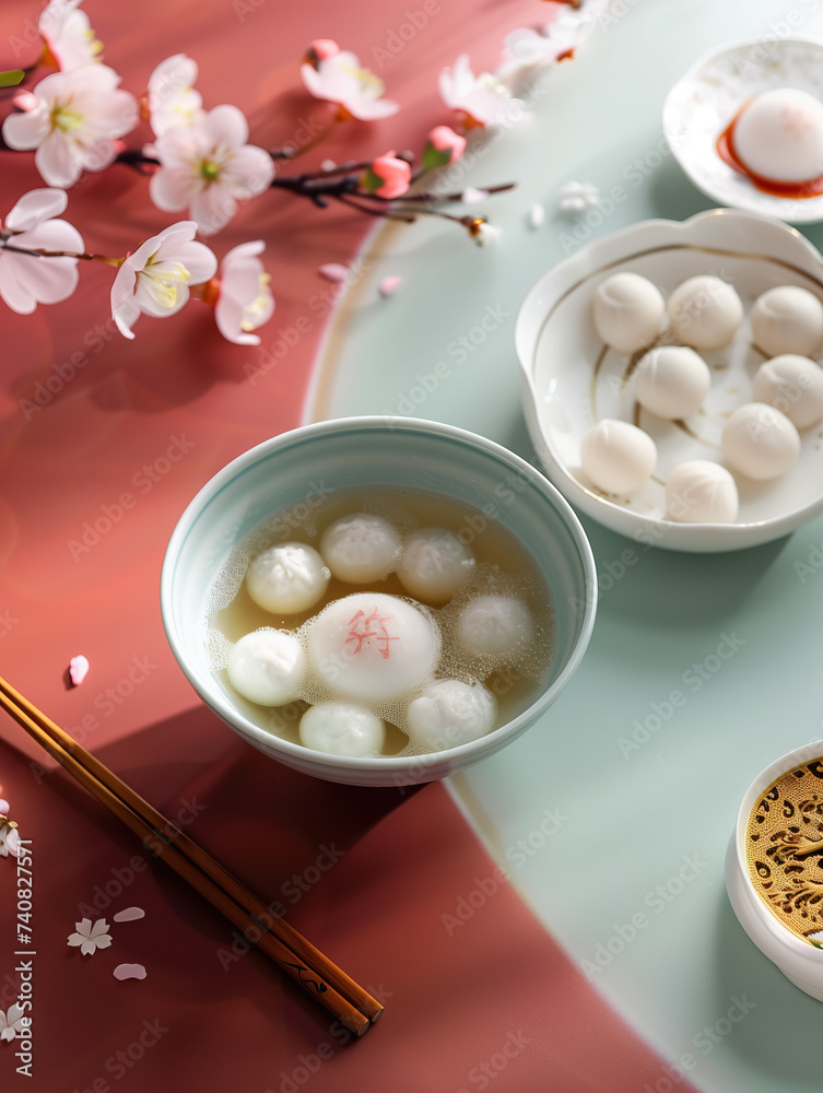 Chinese traditional festival Lantern Festival food glutinous rice balls,created with Generative AI tecnology. Chinese traditional festival Lantern Festival food glutinous rice balls,created with Generative AI tecnology.