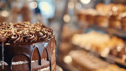 Un beau gâteau au chocolat avec amandes et noisettes » IA générative photo