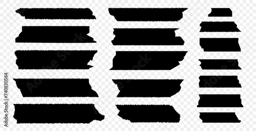 Set of torn rip edges paper strip  pieces. Vector ripped isolated sheet element for scrapbook. Jagged rectangle paper piece  backgrounds. Grunge header shapes, stickers, collage elements 