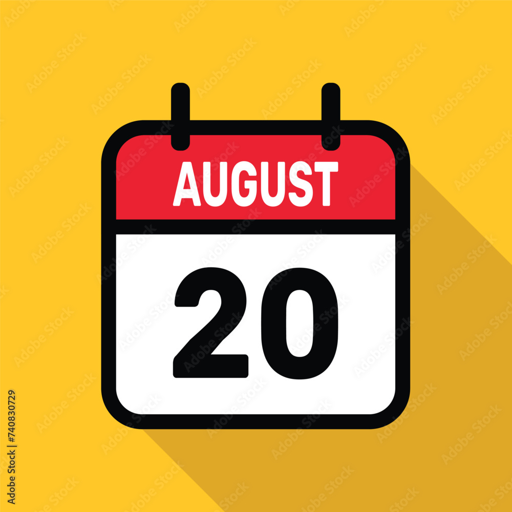 Calendar 20 August Vector illustration background design. Calendar 20 August Vector illustration background design.