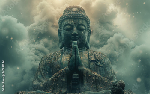 The great blue buddha statue.	
 photo