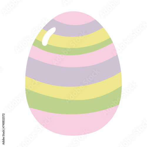 Painted Easter egg hand drawn illustration. Flat style design, isolated vector. Easter holiday clip art, seasonal card, banner, poster, element