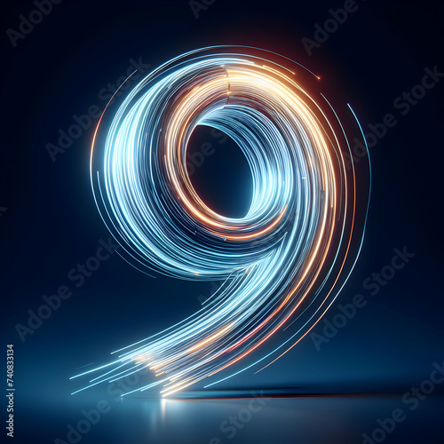 number nine on background. Symbol 9  . Invitation for a birthday party, business anniversary, or any event celebrating a ninth milestone
