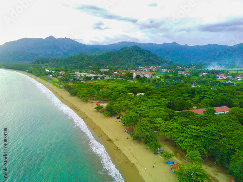 Stunning drone photo of Prigi Beach, Trenggalek, capturing its natural beauty.