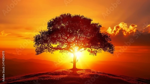 The sun sets spectacularly ...