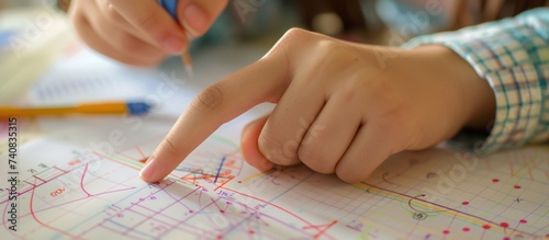 hands are graphing showing the integration in the calculus section of mathematics photo
