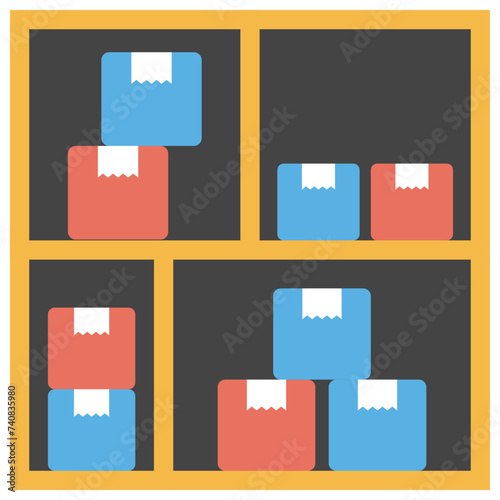 Warehouse flat icon design, storage 