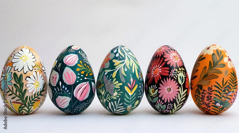 Easter holiday background wallpaper, bunny, colorful eggs pattern, colored egg, banner design, card poster