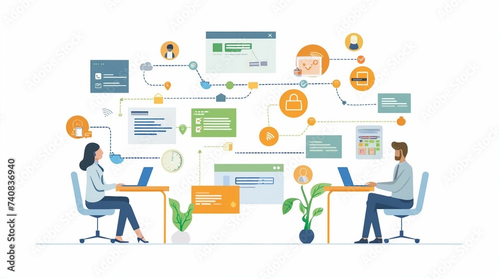 an illustration representing a continuous feedback loop in customer support. an illustration representing a continuous feedback loop in customer support.