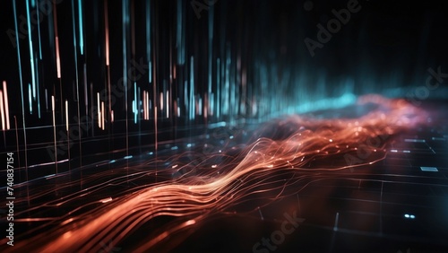 Digital backdrop illustrating the seamless flow of data in contemporary IT environments #740837154