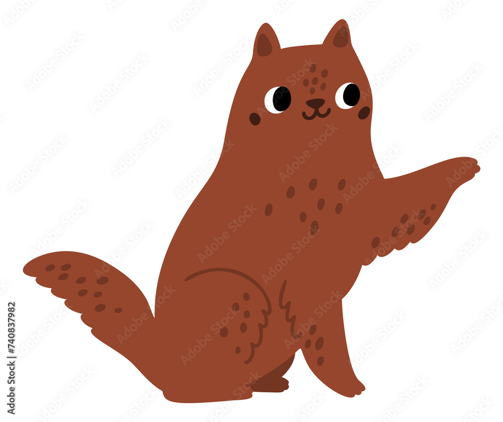 Fototapeta premium Cute cat drawing. Playful pet animal character