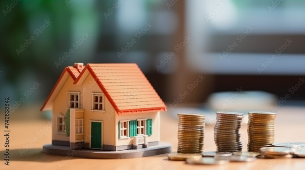 Building Wealth House Model and Coin Holder Table Display Building Wealth House Model and Coin Holder Table Display