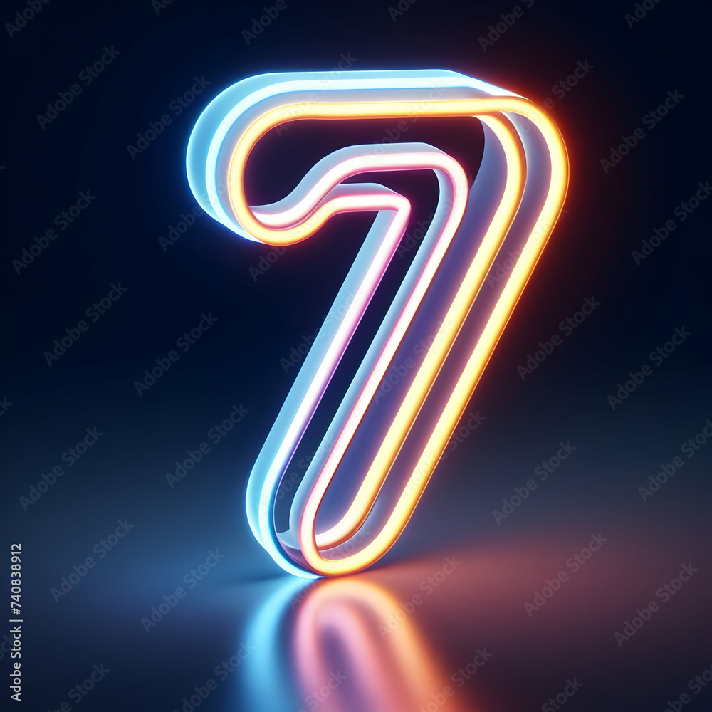 number seven on background. Symbol 7 . Invitation for a birthday party, business anniversary, or any event celebrating a seventh milestone