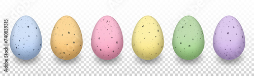Vector colored pastel speckled Easter eggs. Easter egg hunt design element. photo