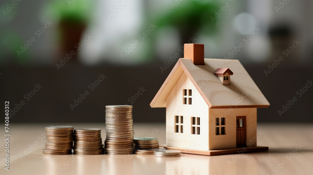 Building Wealth House Model and Coin Holder Table Display Building Wealth House Model and Coin Holder Table Display