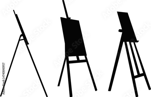 set of silhouette easels on a white background vector