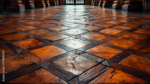 Fotografia A Tiled Floor in an Old Building