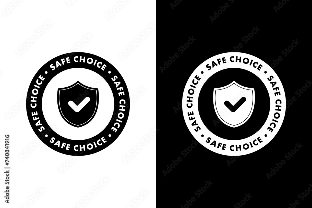 Fototapeta premium Safe choice sticker or label. Product high quality guarantee illustration, check mark approval symbol