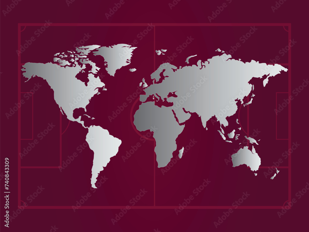 Football Field with world map Background, Vector Illustration Abstract Editable image Football Field with world map Background, Vector Illustration Abstract Editable image