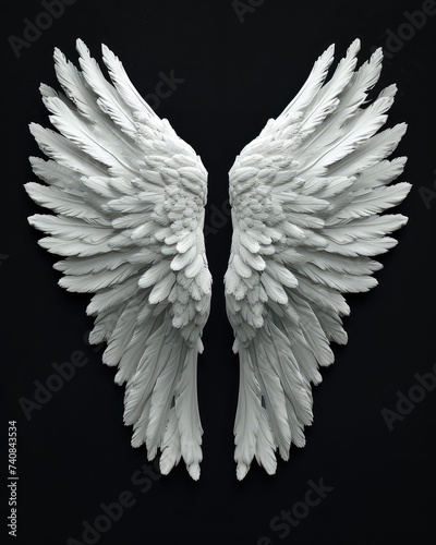 Angelic White Wings on Black 