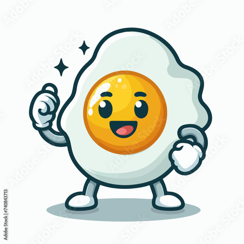 illustration of an fried egg cartoon character mascot giving a thumbs up