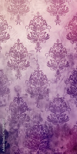 Mauve wallpaper with damask pattern