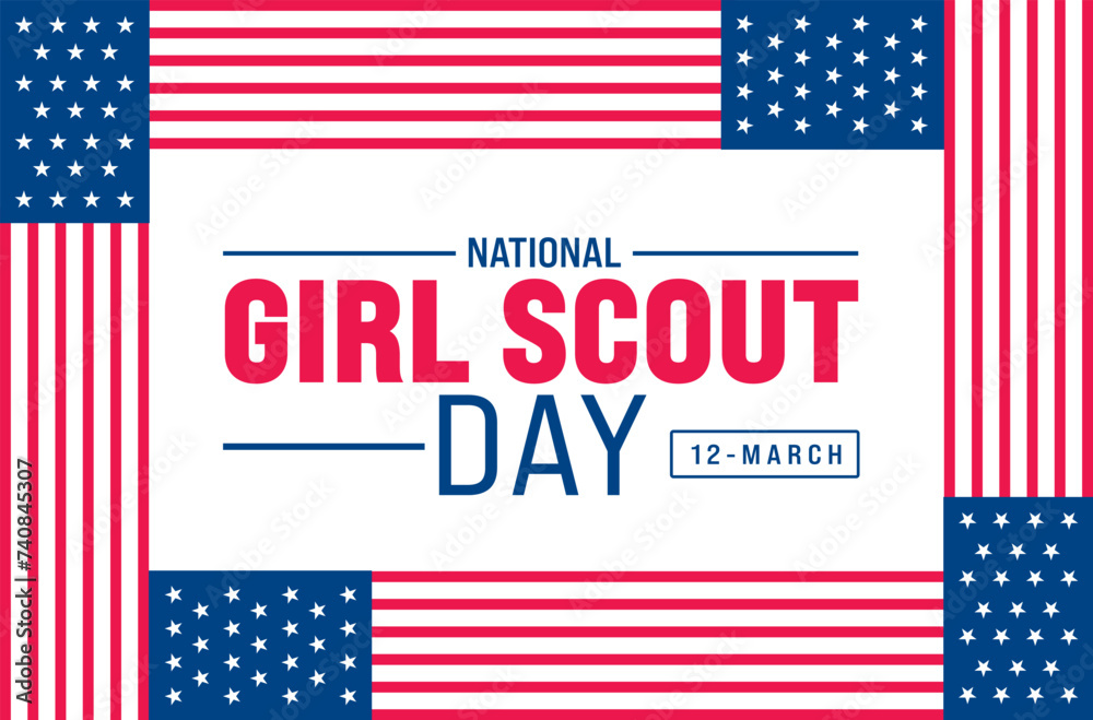 March is National Girl Scout Day background template. Holiday concept. use to background, banner