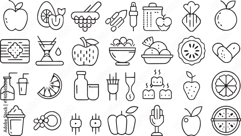Nutrition line icons set vector collections. 