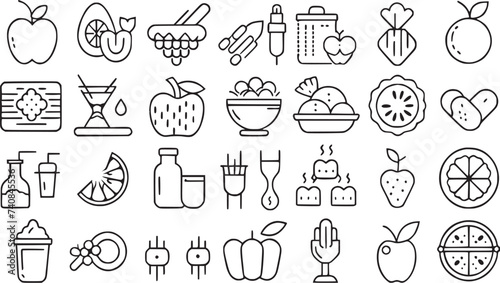 Nutrition line icons set vector collections. 