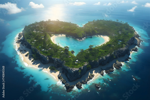 heart shaped island © Phanuwhat