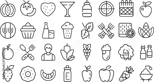 Wallpaper Mural Nutrition line icons set vector collections.  Torontodigital.ca