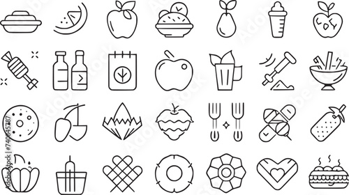 Nutrition line icons set vector collections. 