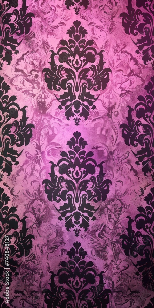 Pink wallpaper with damask pattern