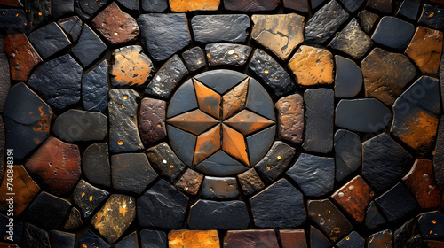 Wallpaper Mural Close Up of Stone Wall With Star Torontodigital.ca