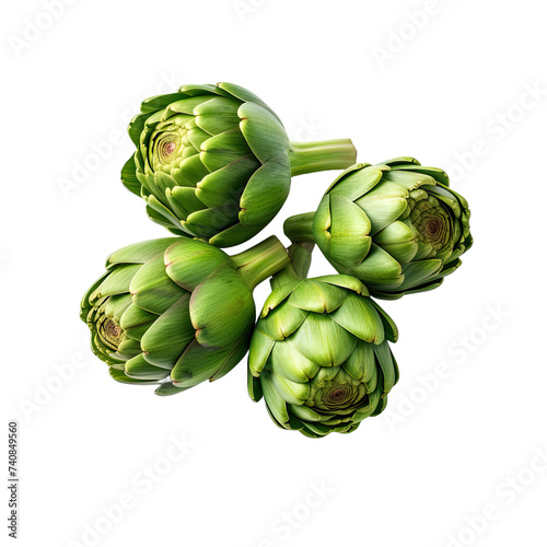 Green Artichokes, a Culinary Delight Isolated on Transparent Background
