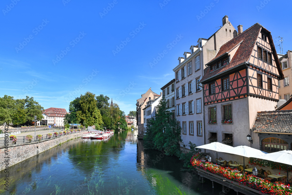 Strasbourg, France,  River 'III' in old historic Petite France quarter