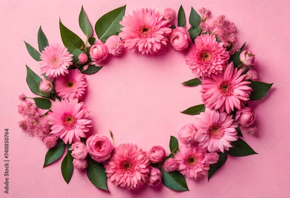 wreath of flowers on a white background