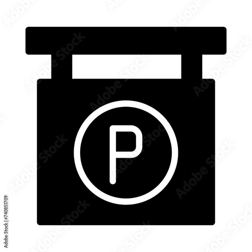 Board Parking Sign Glyph Icon