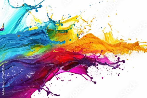 Vibrant Spectrum: Explosive Color Splash on Isolated White Background