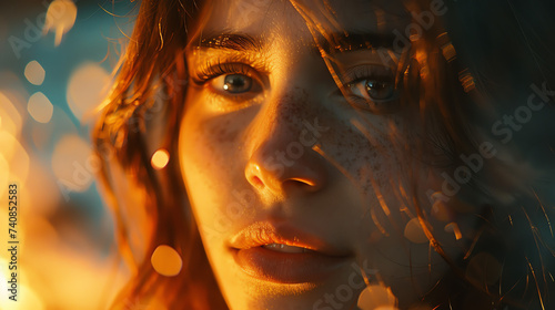 The subtle play of shadows on a young woman's face, as she gazes at a flickering bonfire, creating a moment of warmth and contemplation captured with stunning detail by a Sony digital HD camera.