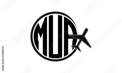 MUA three initial letter circle tour & travel agency logo design vector template. hajj Umrah agency, abstract, wordmark, business, monogram, minimalist, brand, company, flat, tourism agency, tourist