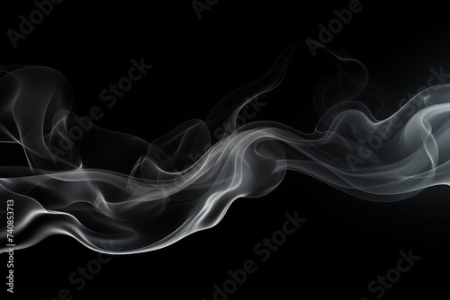 Abstract smoke on black background - air humidifier mist swirl for design projects